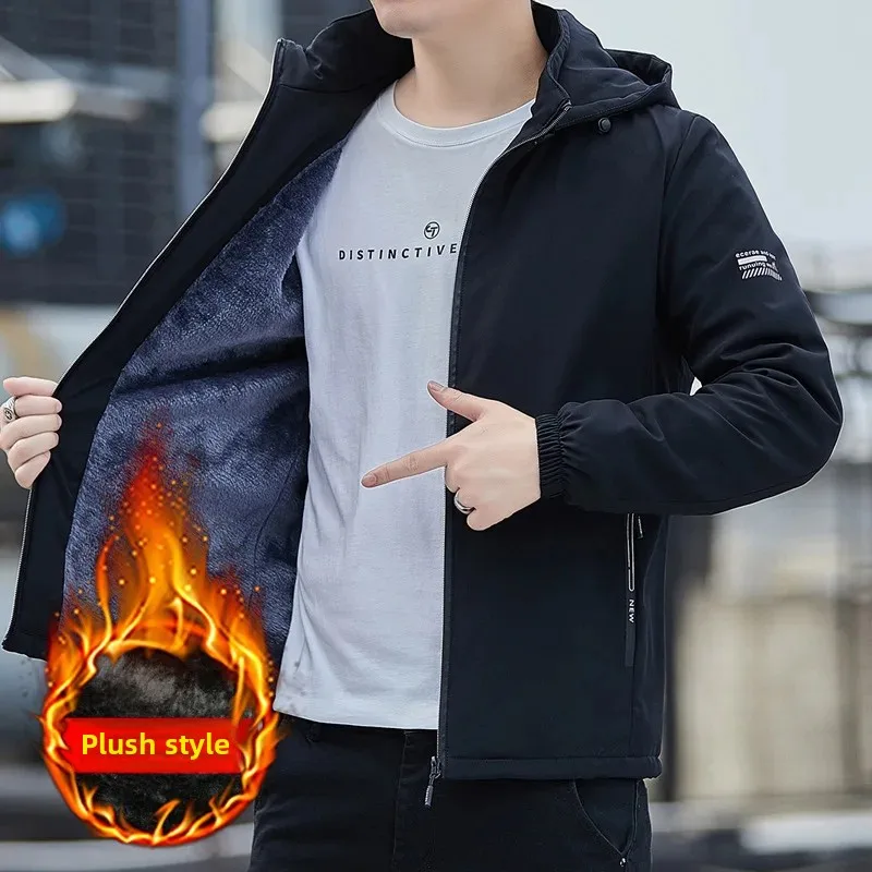 Removable Autumn Winter Men's Jacket 2024 New Trendy Brand Fleece Lined And Thickened Workwear