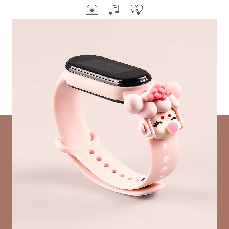 For Mi Band 7 6 5 4 3 Strap Silicone Doll cartoon XiaoMI 6 5 4 3 Watch Band Silicone Doll cartoon Bracelet Smart Sports Wrist