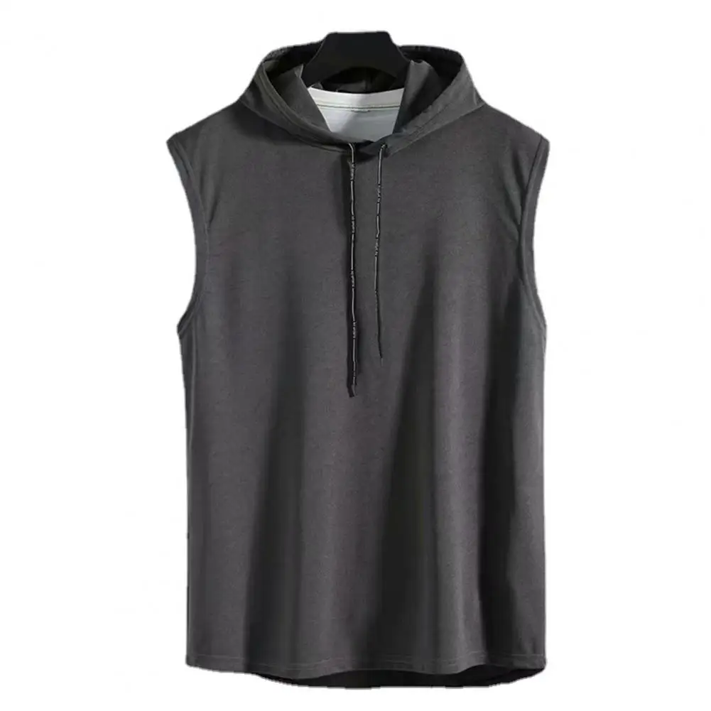

Men Shirt Summer Hoodie Vest Pure Color Loose Sweat Absorption Summer T-shirt for Playing Basketball Fitness Shirt Men's Tops