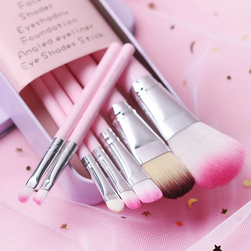 

7pcs Kawaii Hello Kitty Makeup Brush Set Blush Brush Soft Portable Loose Powder Eyeshadow Eyelash Brush Facial Makeup Tool Gift