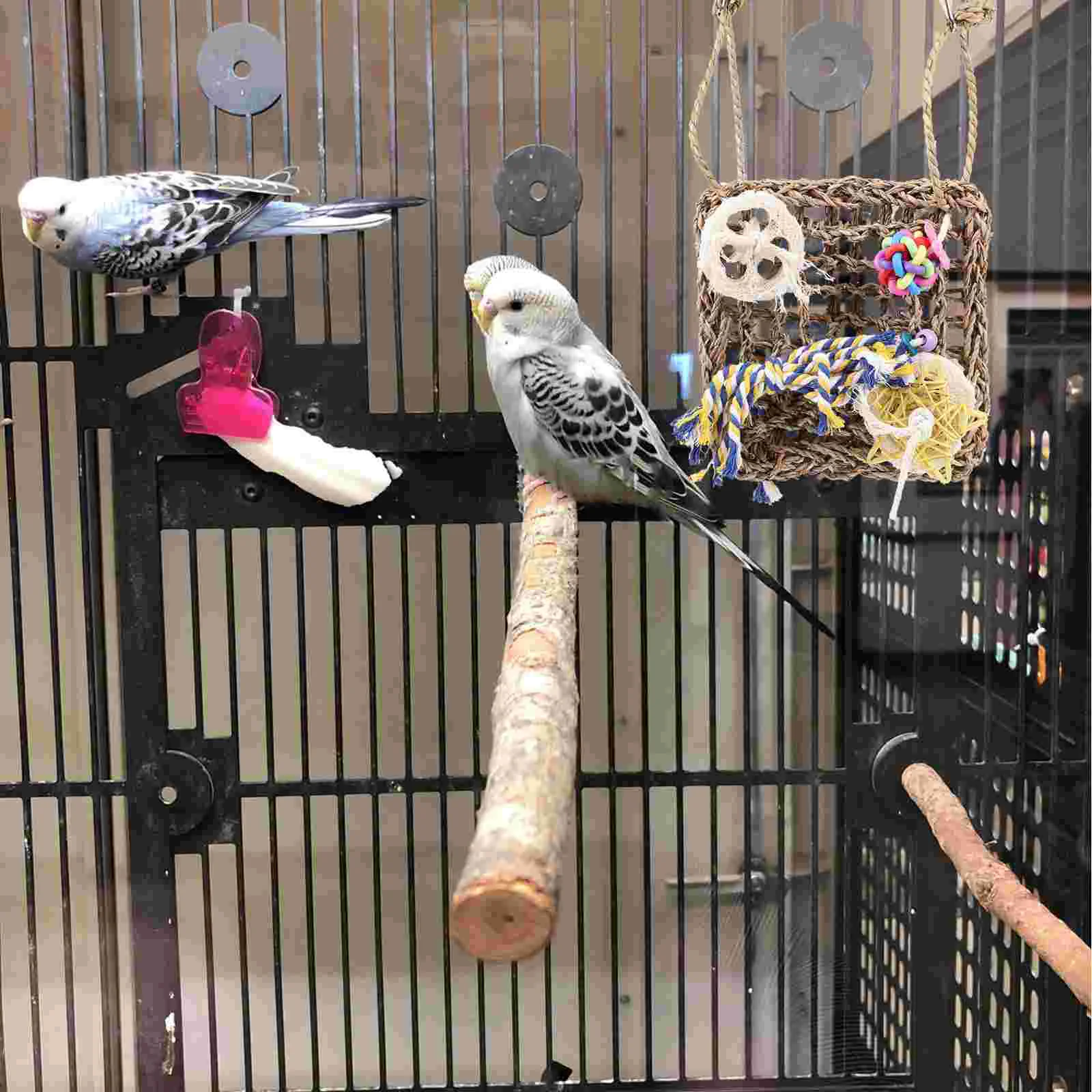 Safe Parrot Chewing Parrot Climbing Net Bird Hanging Playing for Cage (Brown)