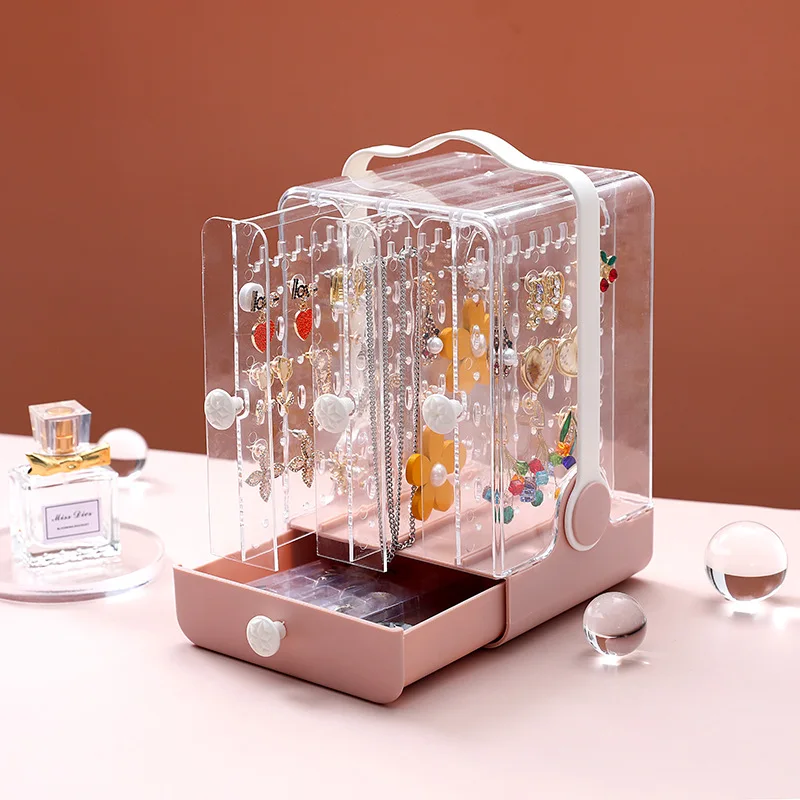 

Korean Necklace Earrings Earrings Storage Box Jewelry Earrings Dustproof Acrylic Box Transparent Jewelry Storage Box