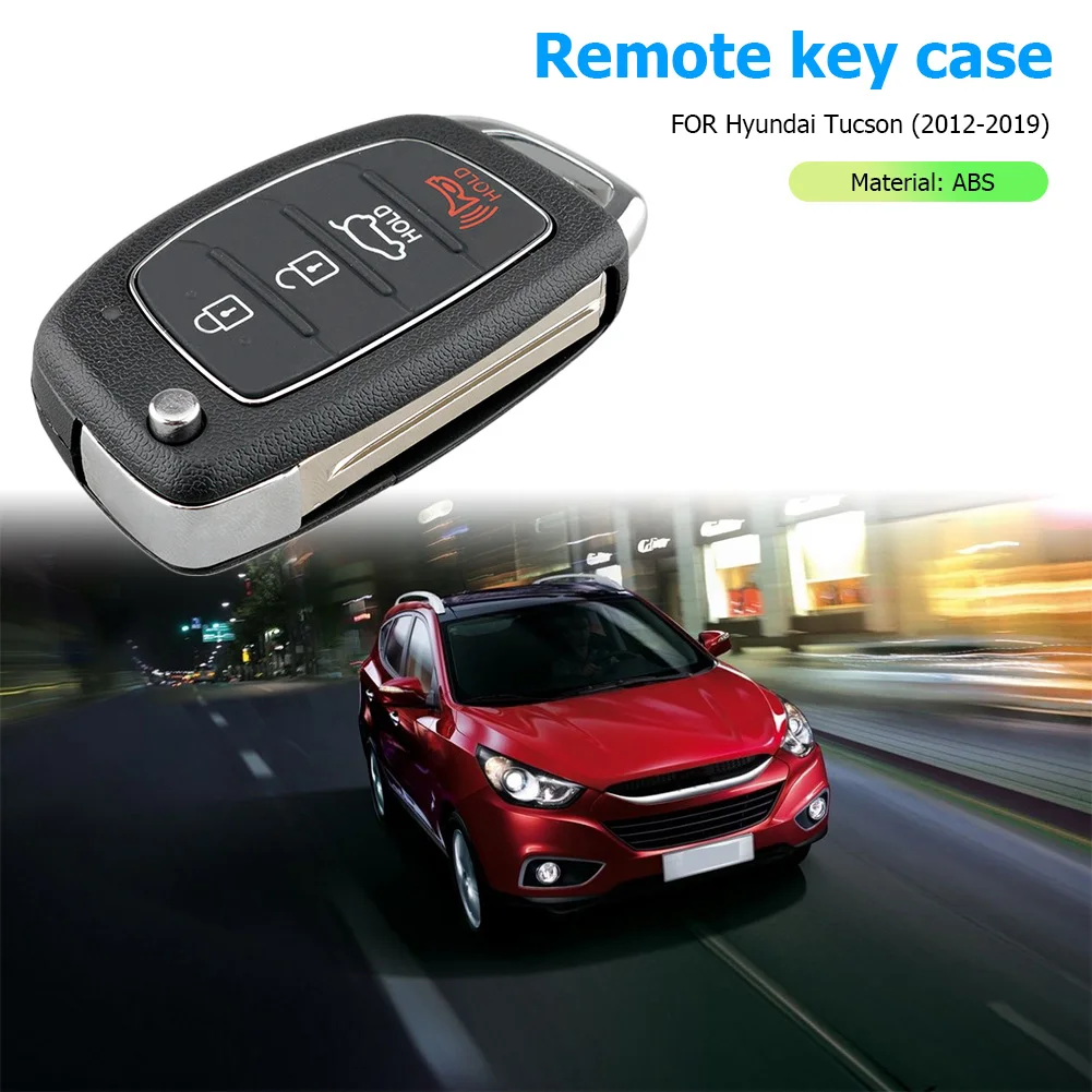 

Car Remote Key Shell Replacement 4 Buttons Flip Key Fob Shell with Key Blank Replacement for Hyundai Santa Fe Tucson