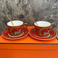 Luxury Tea Cups and Saucers Set of 2 Fine Bone China Coffee Cups Golden Handle Royal Porcelain Tea Party Set Espresso Mugs