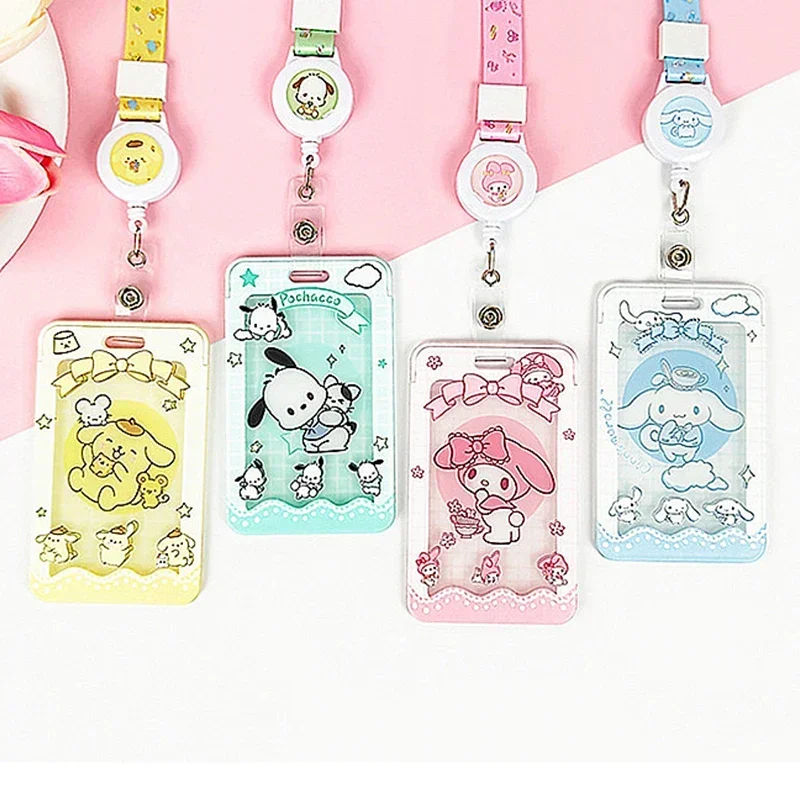 Sanrio Kawaii защитный чехол для автобусной карты аниме Kuromi Hello Kitty Pochacco студенческий