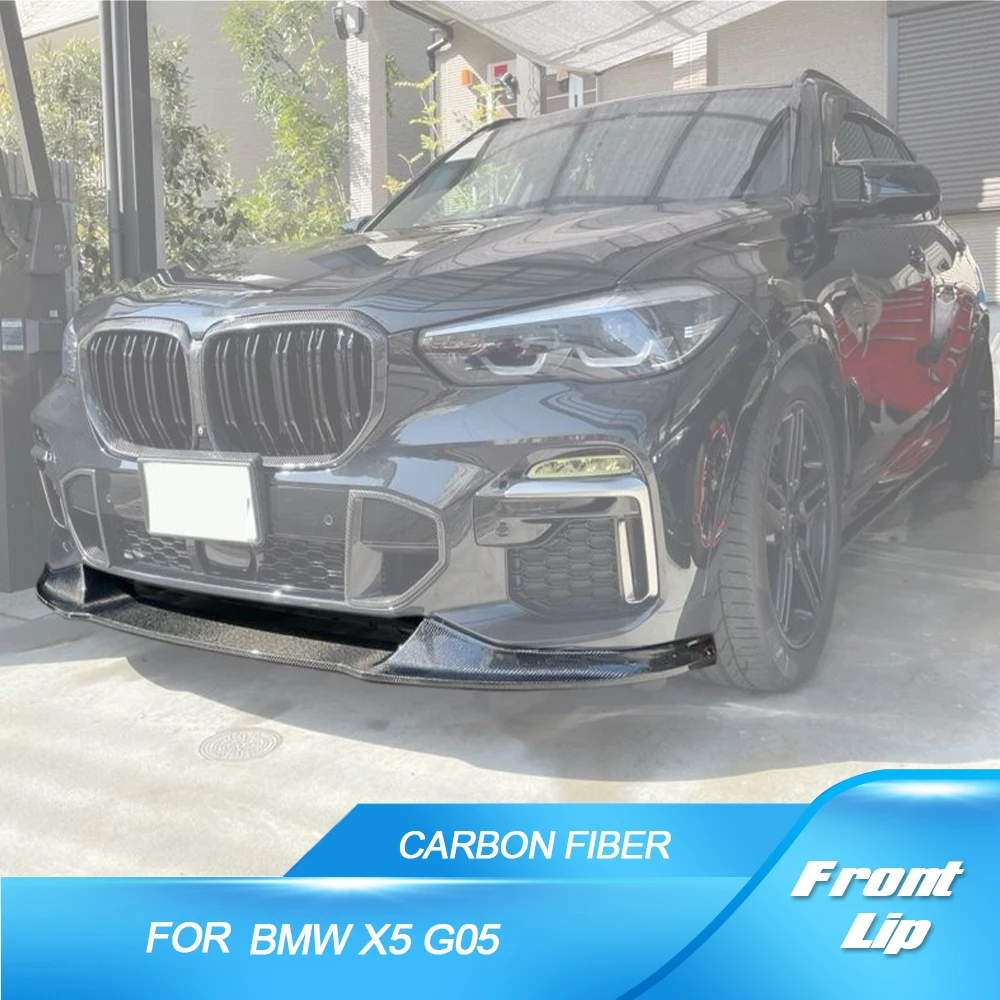 Фото Передний бампер из углеродного волокна, разветвители, спойлер для BMW X5 G05 M Sport 2019 2020, передний бампер из углеродного волокна, защита спойлера №1