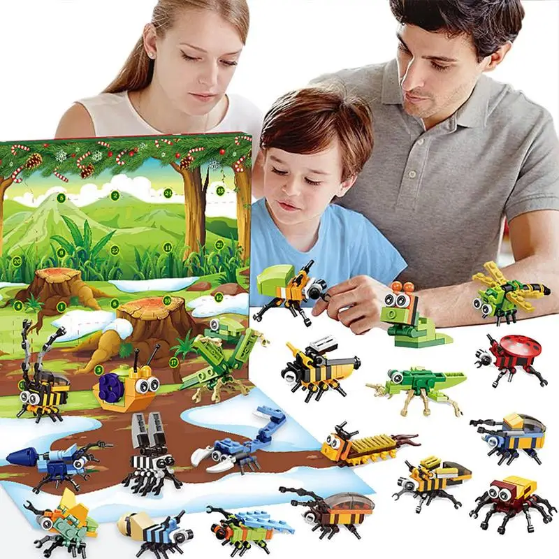 

Строительная игрушка с календарем нахождения 2022, 24 дня, обратный отсчет, игрушки в виде животных джунглей, ствол блока, Праздничные рождественские чулки, подарки