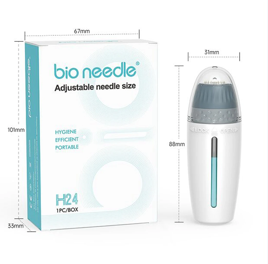 

Bio Needle H24 Derma Stamp Titanium Hydra Needle Microneedle Efficient Adjustable Needle 10ml solution For Skin Rejuvenation