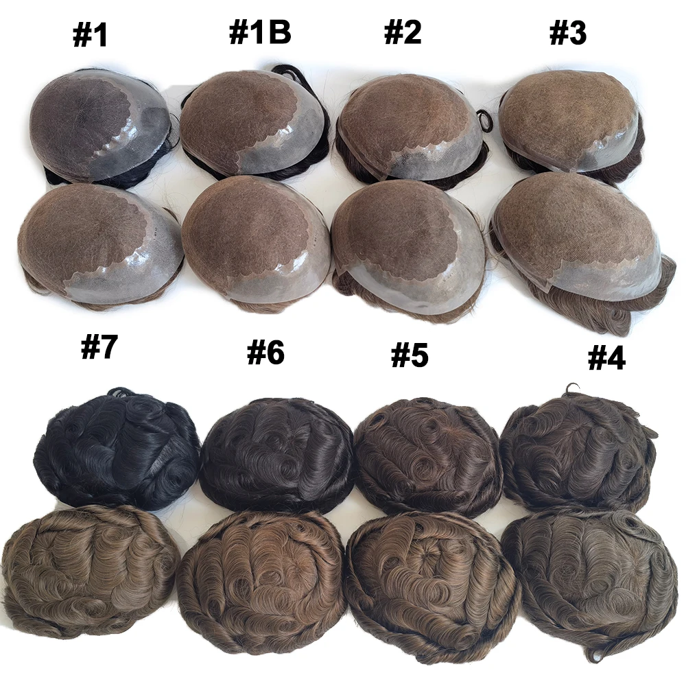 Q6 Wholesale Toupee 100% Pure Handmade Hair Pieces Toupee Men Wigs Human Hair Lace Front Human Hair Toupee For Men