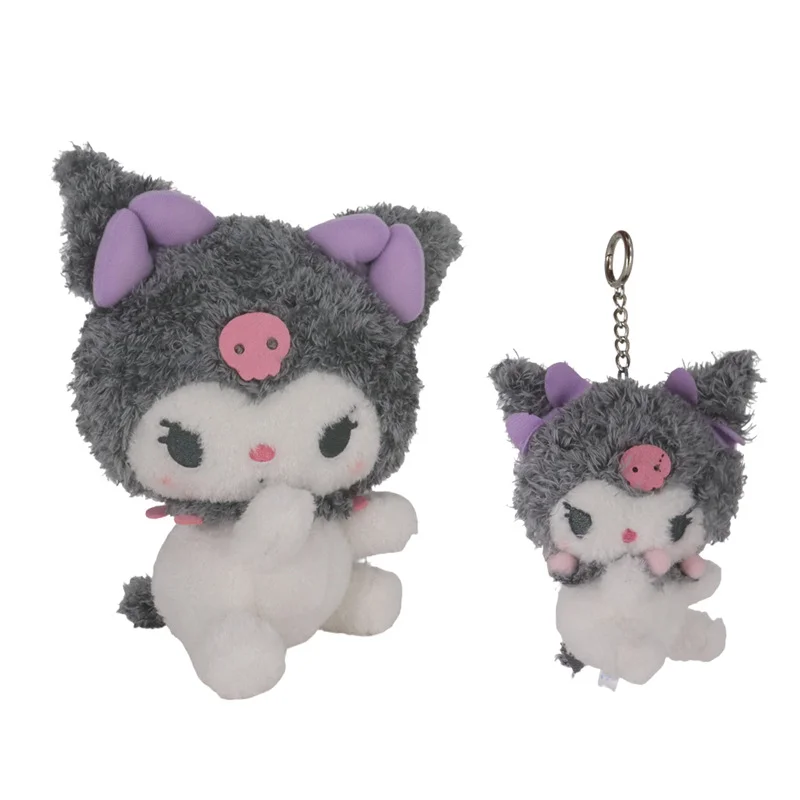 

Sanrioed Series Kuromi Curly Plush Doll Cartoon Anime Cute Creative Kawaii Doll Pendant Keychain Toy Children's Birthday Gifts