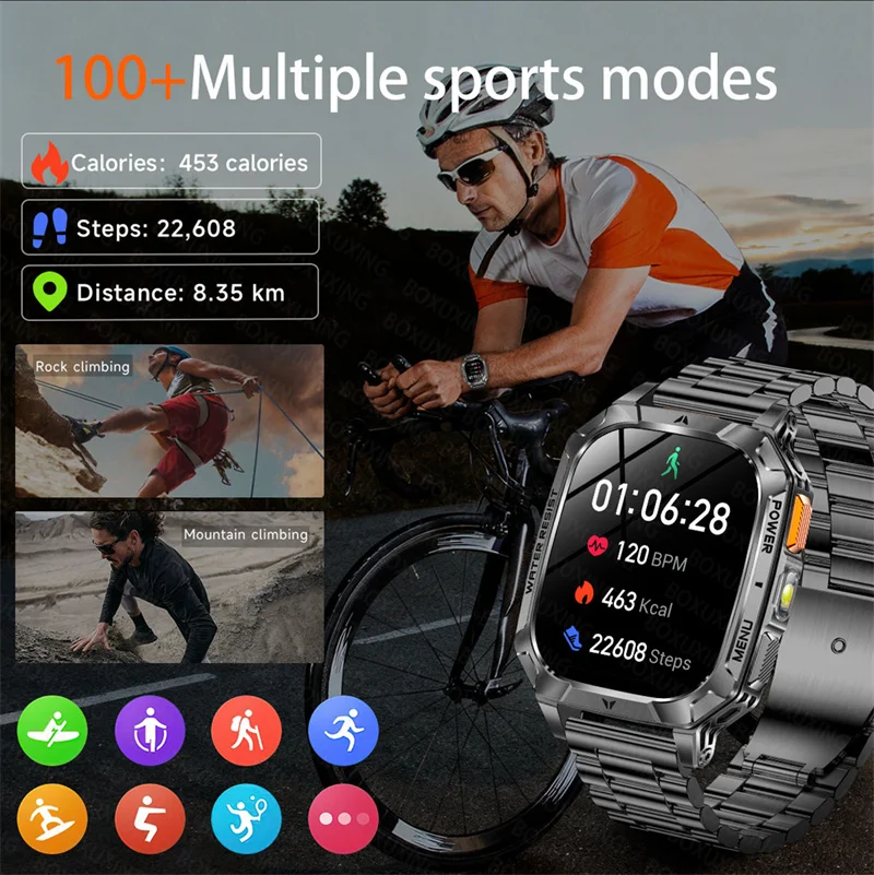 Фото Новые мужские смарт-часы 2026 года для активного отдыха с GPS, AMOLED-экраном 2,01 дюйма, водонепроницаемостью 3ATM, HD-звонками и встроенным аккумулятором 1400 мАч с увеличенной емкостью №5