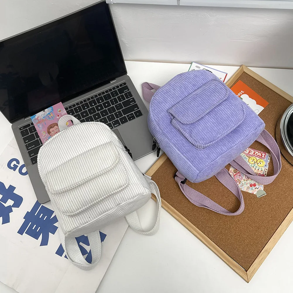 

Girl Fabric School Bag Fashion College Student Vintage Women Backpack Corduroy Female Laptop Bag Travel Kawaii Ladies Backpack