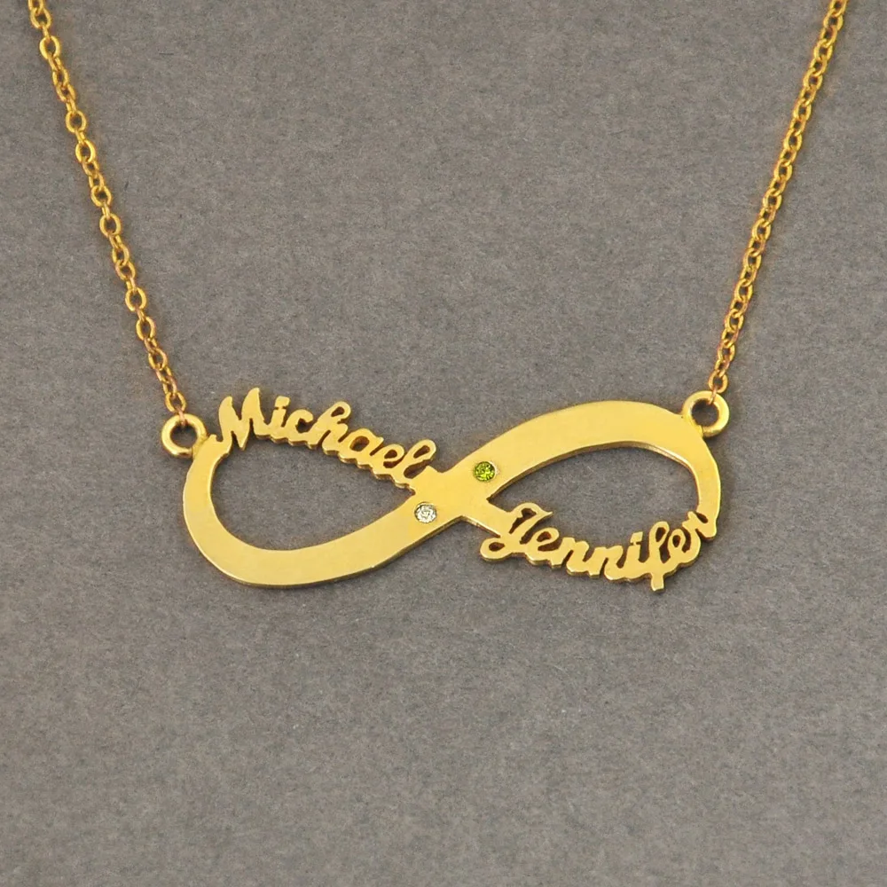 

Custom Infinity Name Necklace with Birthstones Personalized Name Necklace Infinity Pendant Name Jewelry for Mom Gift for Her