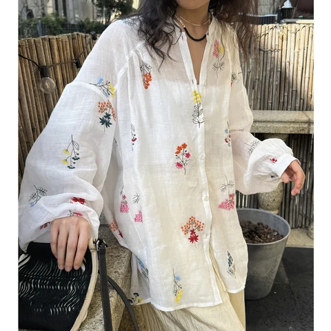 Женские льняные блузки Sherhure белые