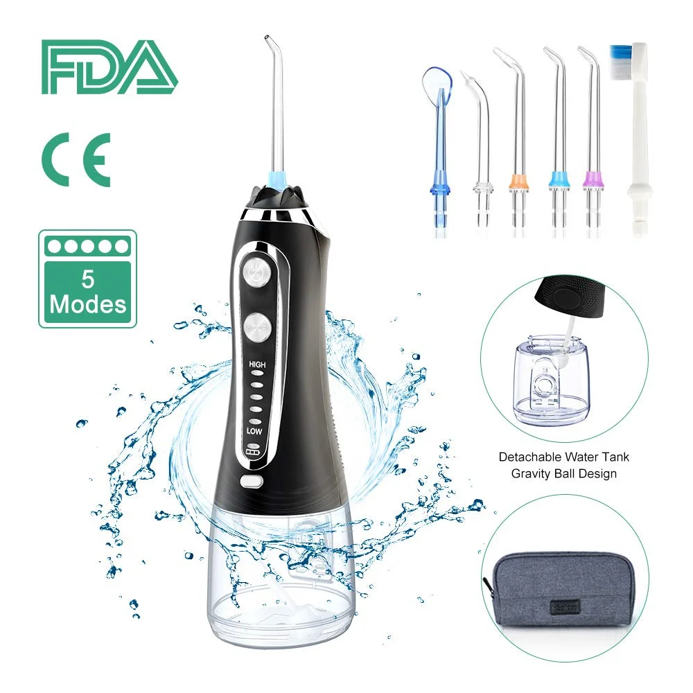 

Oral Irrigator Electric Water Flosser Teeth Portable Water Jet Tooth Cleaner USB Rechargeable Teeth Cleaning Tools 5 Modes 300ML