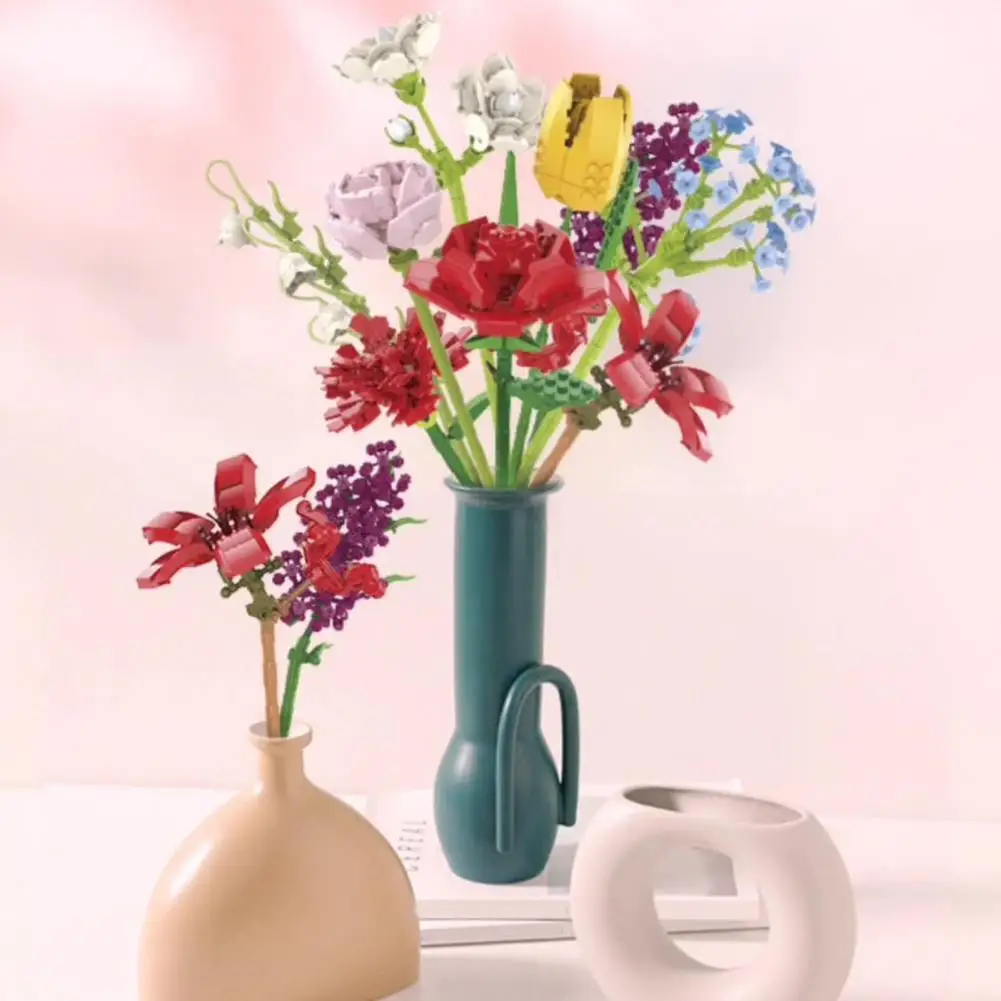 

Детский пластиковый конструктор «сделай сам», букет из искусственных цветов, игрушка для дома, подарок для девочек