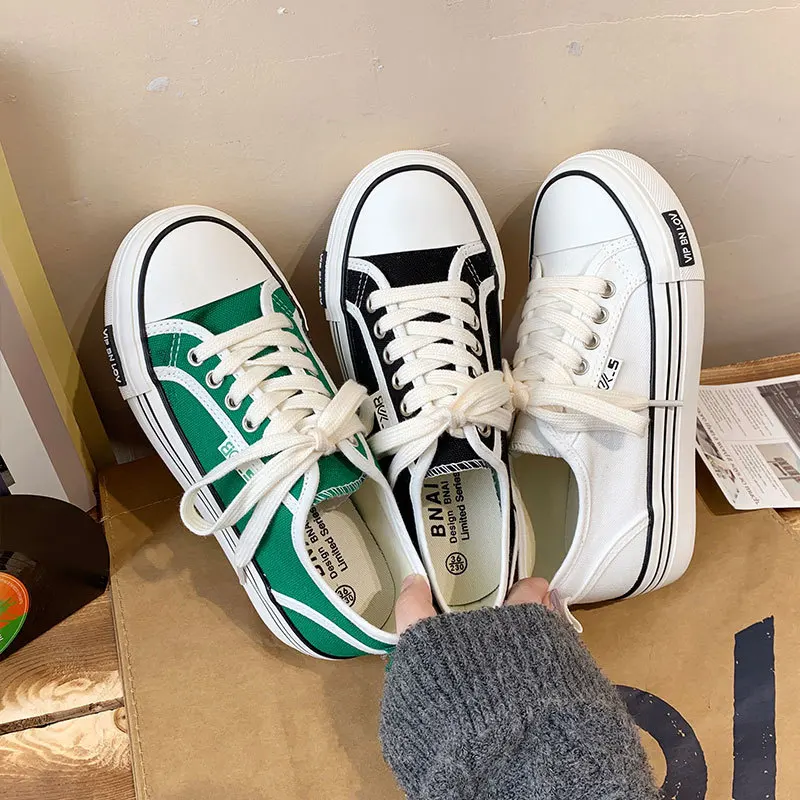 

Кеды женские холщовые, удобная классическая обувь для прогулок, на шнуровке, Вулканизированная подошва, повседневные шнуровка, для студент...