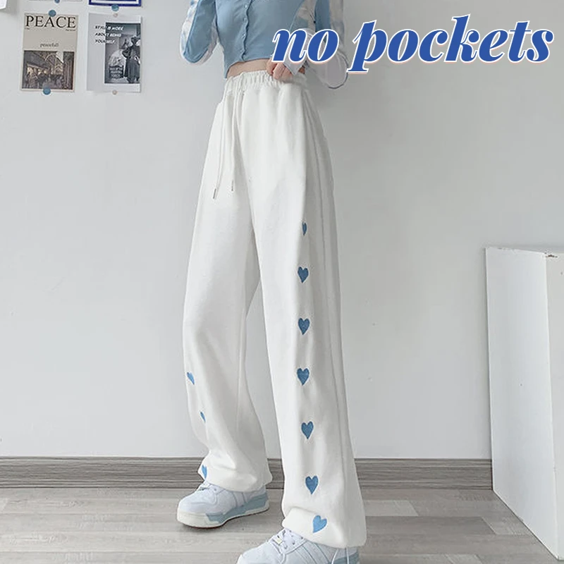 2022 Spring And Autumn Hot Girls Street Style Printed Love Sweatpants Women's Thin High Waist Elastic Waist Guards Casual Loose