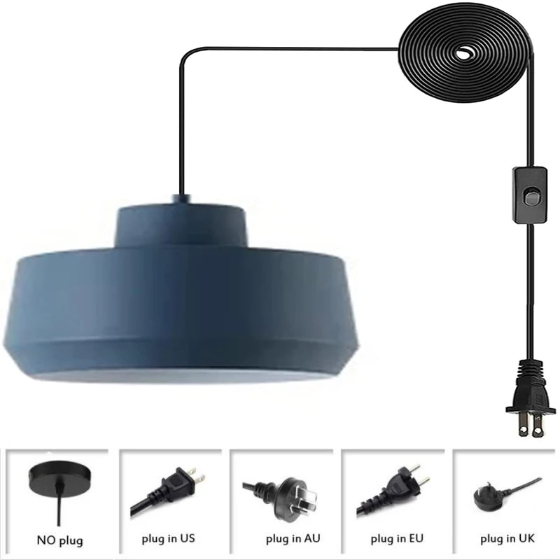 

Современный синий подвесной светильник для кухонного островка, спальни, регулируемый подвесной потолочный светильник для фермерского дома, 1-осветительный барабан