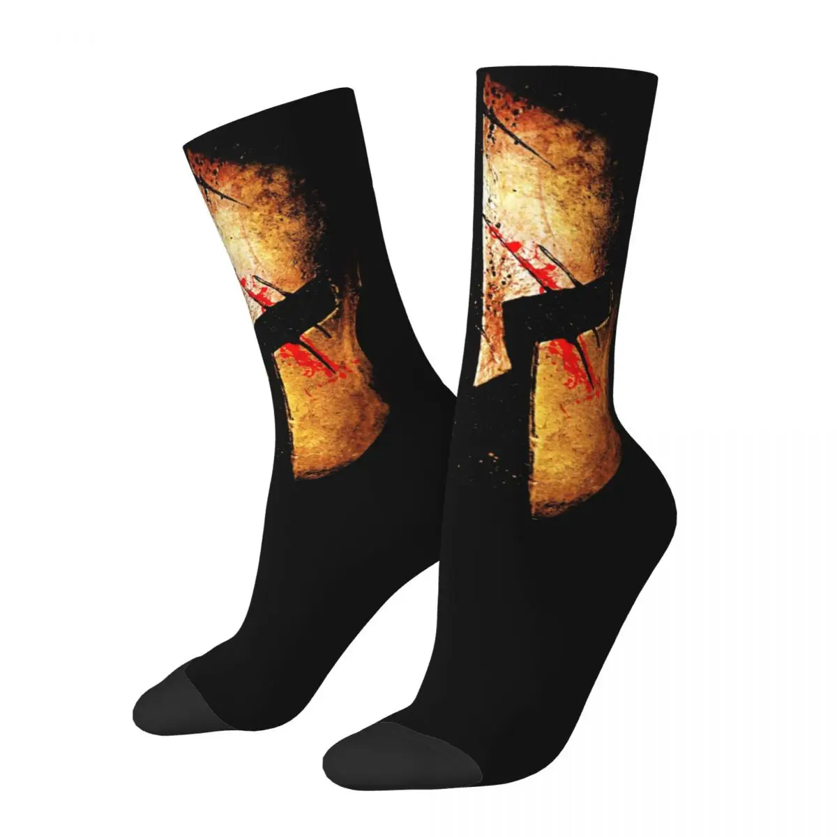 

Cool Spartan Golden Helmet Bloody Cozy Socks Merch All Season Spartan Merch Comfortable Long Socks Non-slip Amazing Gift for Men