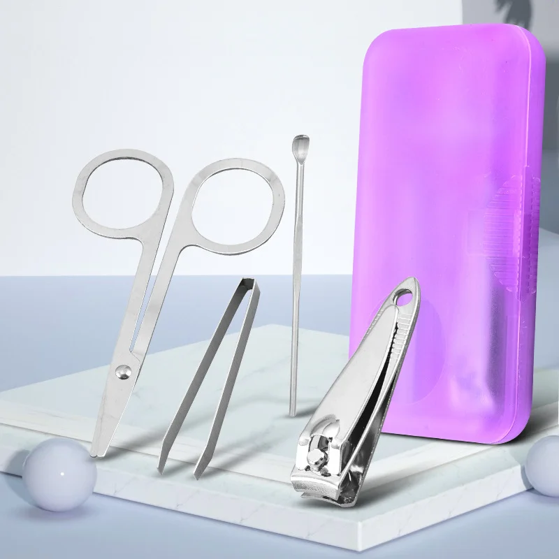 

4pcs Nails Clipper Set Mini Candy Colors Household Kit Box Nail Cutter Nail Care Clipper Scissors Kit Tool Manicure Sets