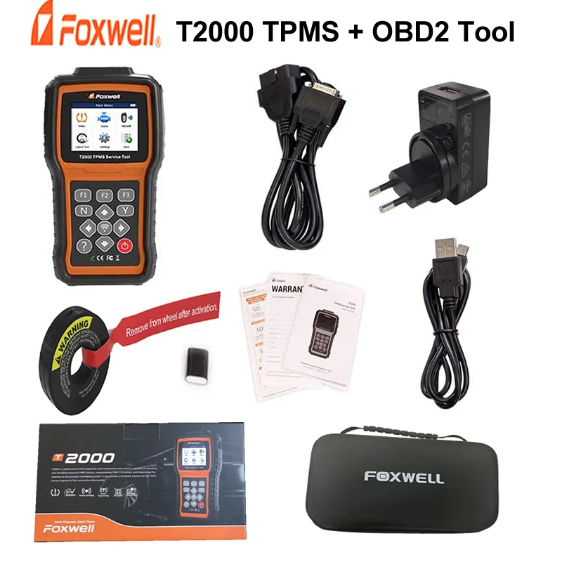 Профессиональный диагностический инструмент FOXWELL T2000 TPMS и OBDII, обновление Foxwell T1000, использование датчиков T10, программирование давления в шинах автомобиля