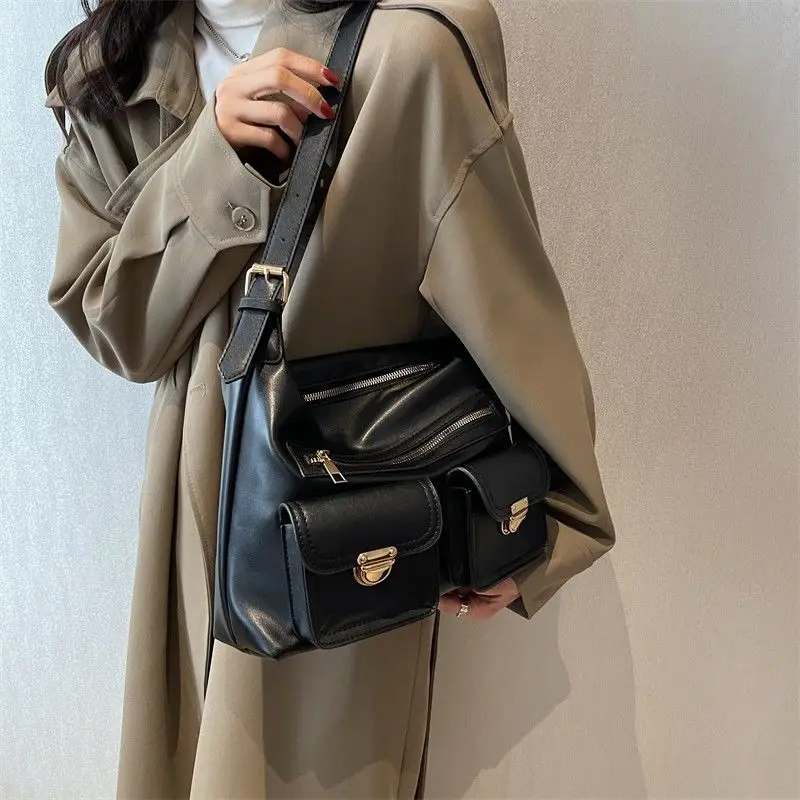 2023 New High-capacity Women Bag Commuting Messenger Bag Underarm Bag Simple Soft Leather Korean Fashion Shoulder Bag For Women