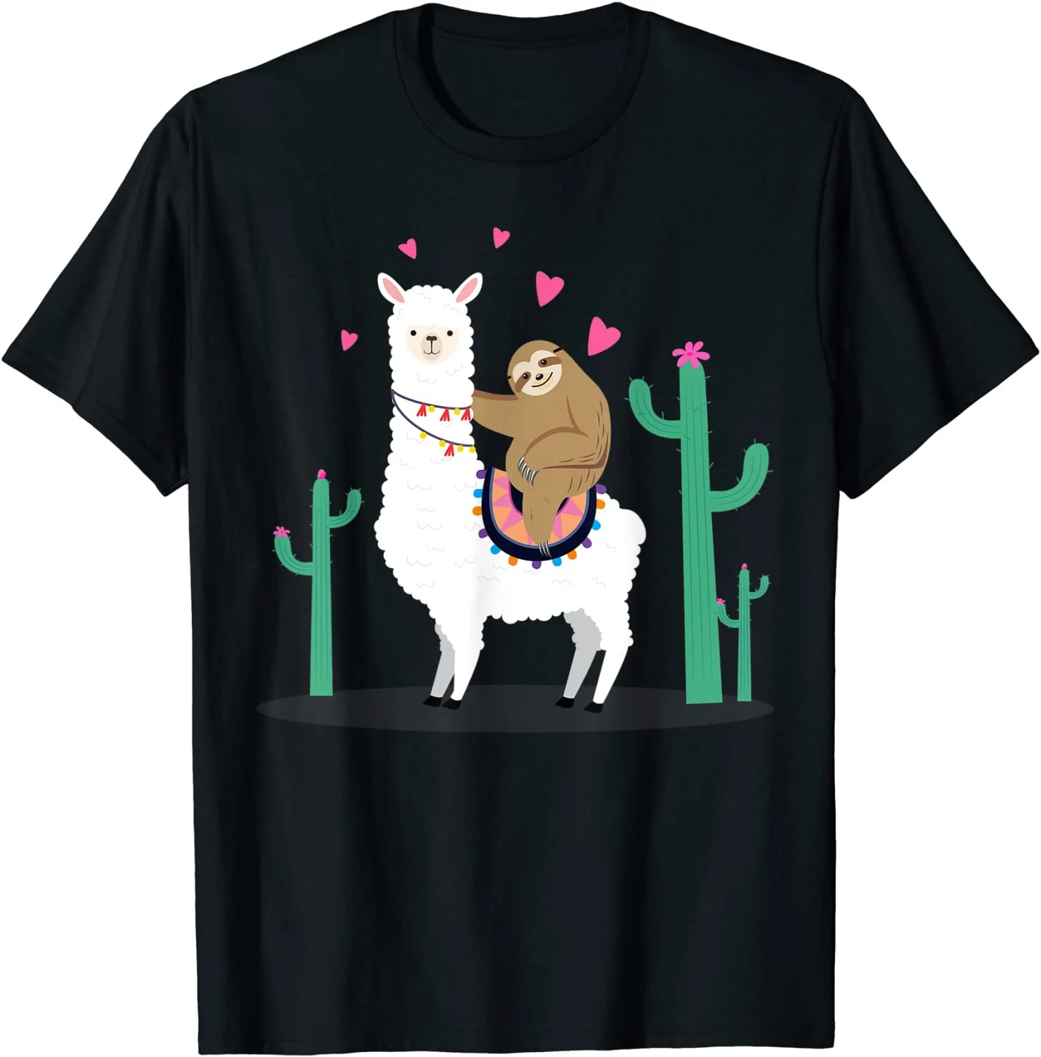 

Sloth riding Llama funny Alpaca Heart T-Shirt for Valentines