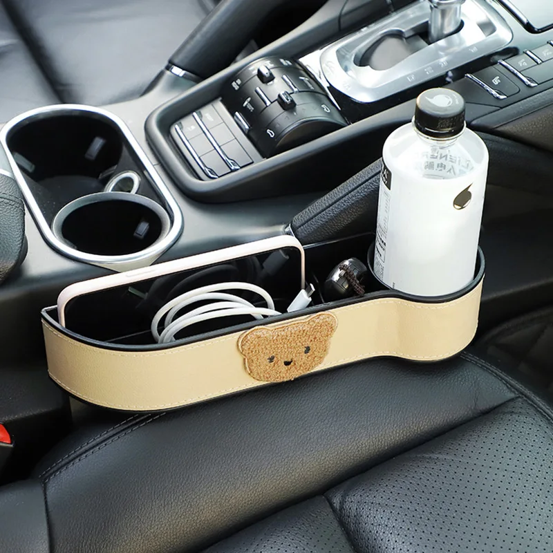 

Cartoon bear Auto Seat Gap Storage Box Car Cup Holder Multifunctional practical storage box Creative car supplies