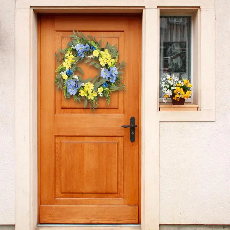 

Весенний венок Cosmos для входной двери, искусственные цветочные венки для передней двери, декор для фермерского дома, украшение для входной д...