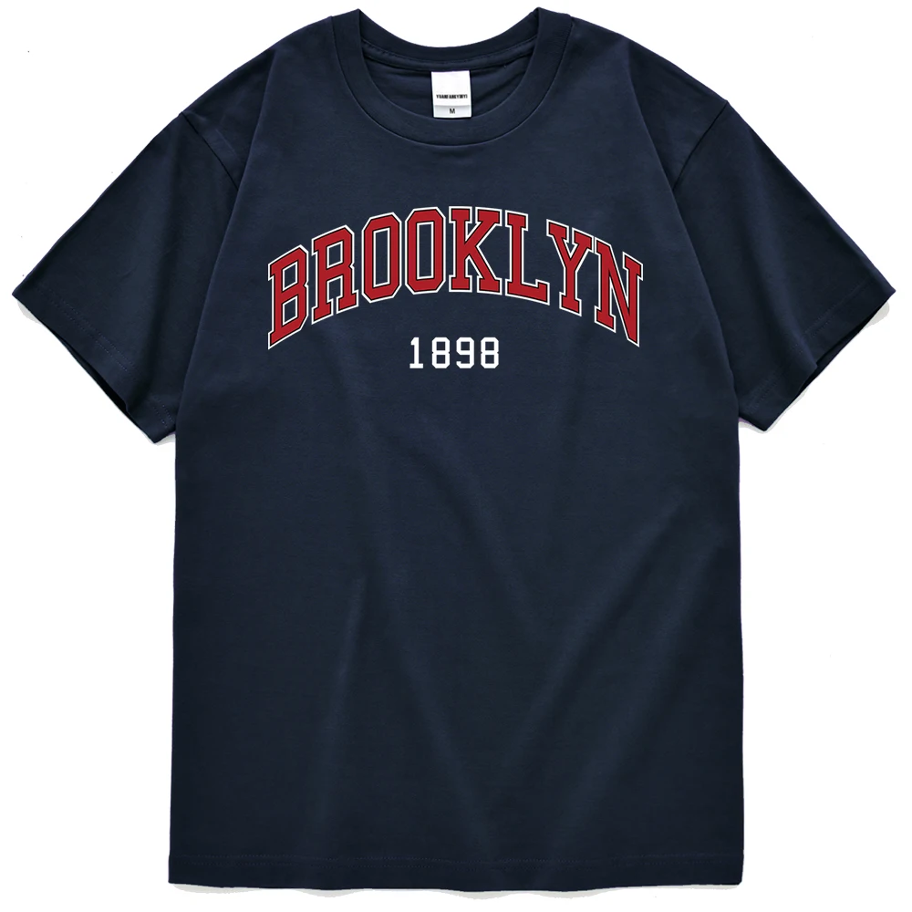 

Brooklyn 1989 Print Tee Shirt Male Versatile Loose T Shirt Vintage Soft Short Sleeves Classic O Breathable Neck T-Shirts For Men