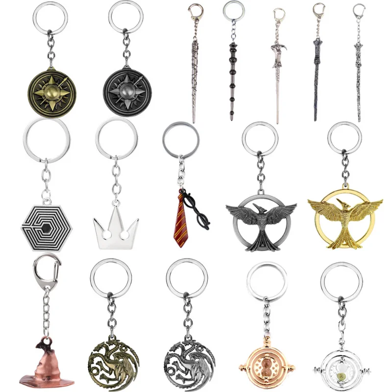 

Movie Peripheral Kawaii Harries Witch Cap Magic Stick Hourglass Commemorative Potters Keychain Jewelry Crown Pendant Accessories
