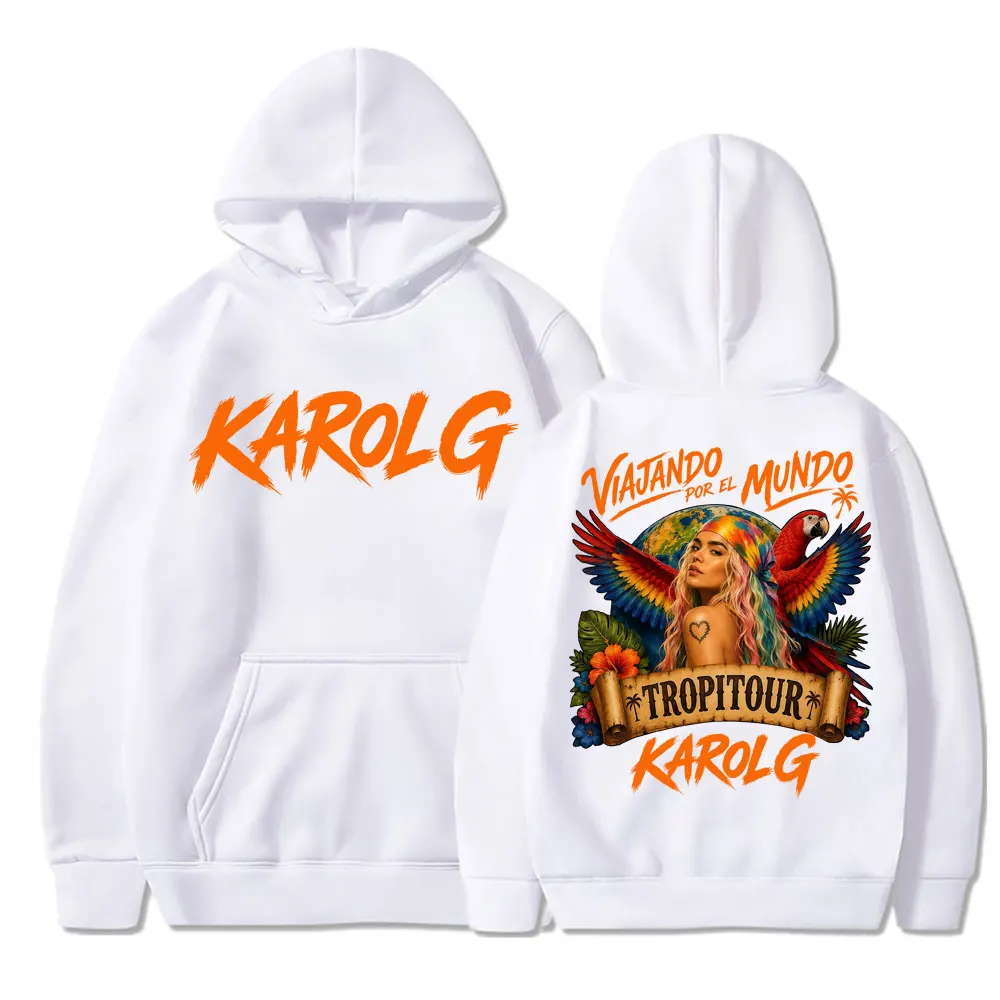 Фото Худи Karol G Tropicoqueta Tour Album 2026 для мужчин и женщин, популярные модные толстовки, оверсайз, повседневная флисовая спортивная одежда, подарки для фанатов. №2