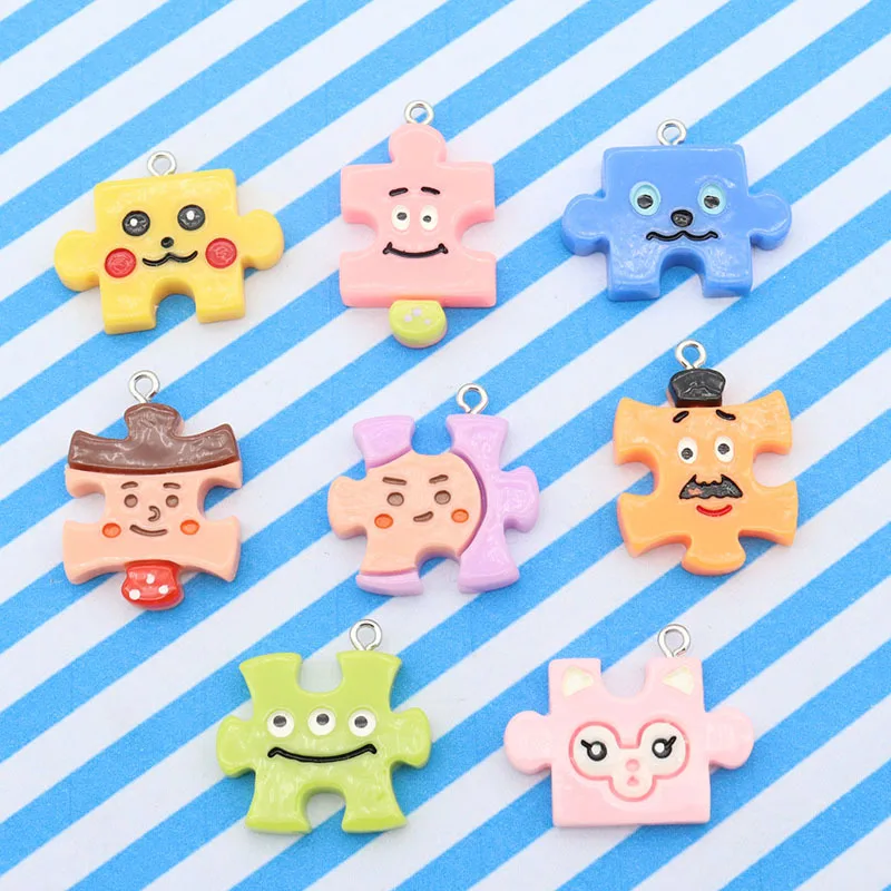 

10PCS Anime Cartoon Character Series Pikachu Resin Color Shaped Assembled Building Blocks DIY Earrings Keychain Handmade Pendant