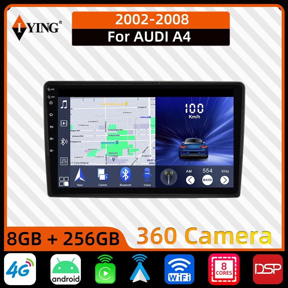 

9 Inch Car Multimedia Player For Audi A4 2002 2003 2004 - 2008 Auto Radio Bluetooth Automotive Apple Carplay Wireless Android 10