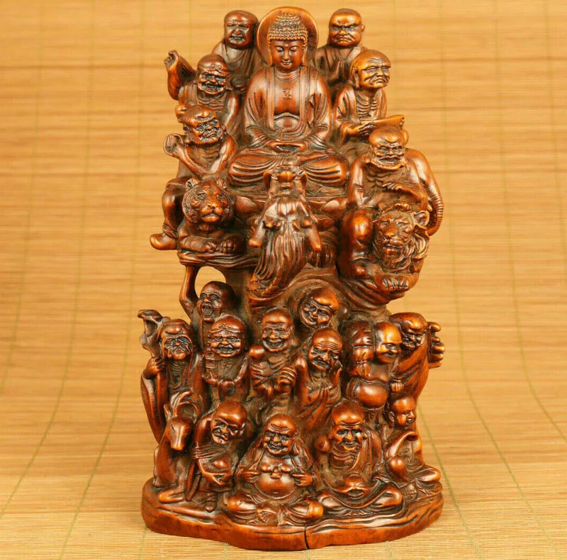 

Большая редкая китайская статуя Будды из бокса Ручной работы 18 Arhat