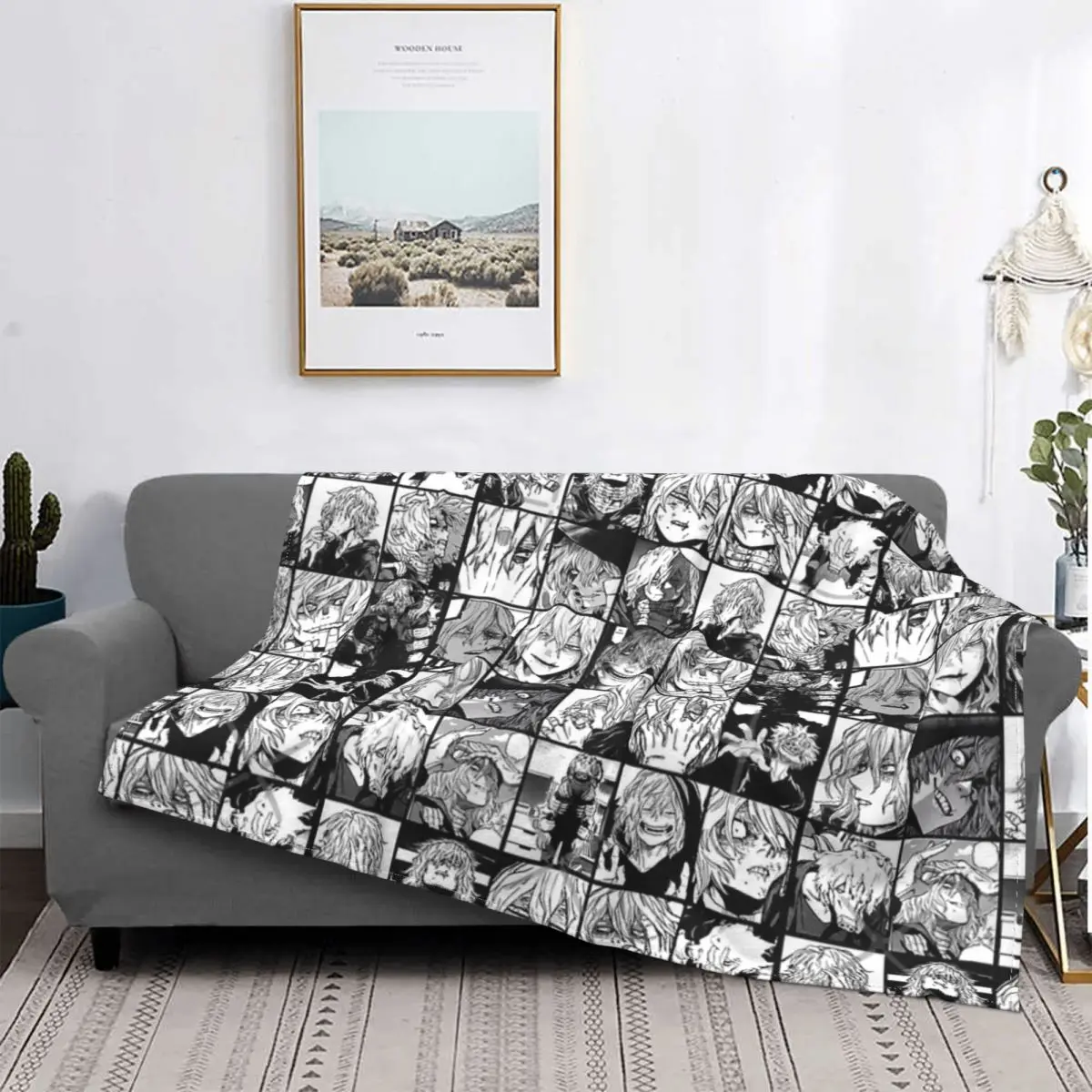 

Shigaraki-colcha a cuadros con capucha, manta en blanco y negro, para cama colcha, 90, 220x240