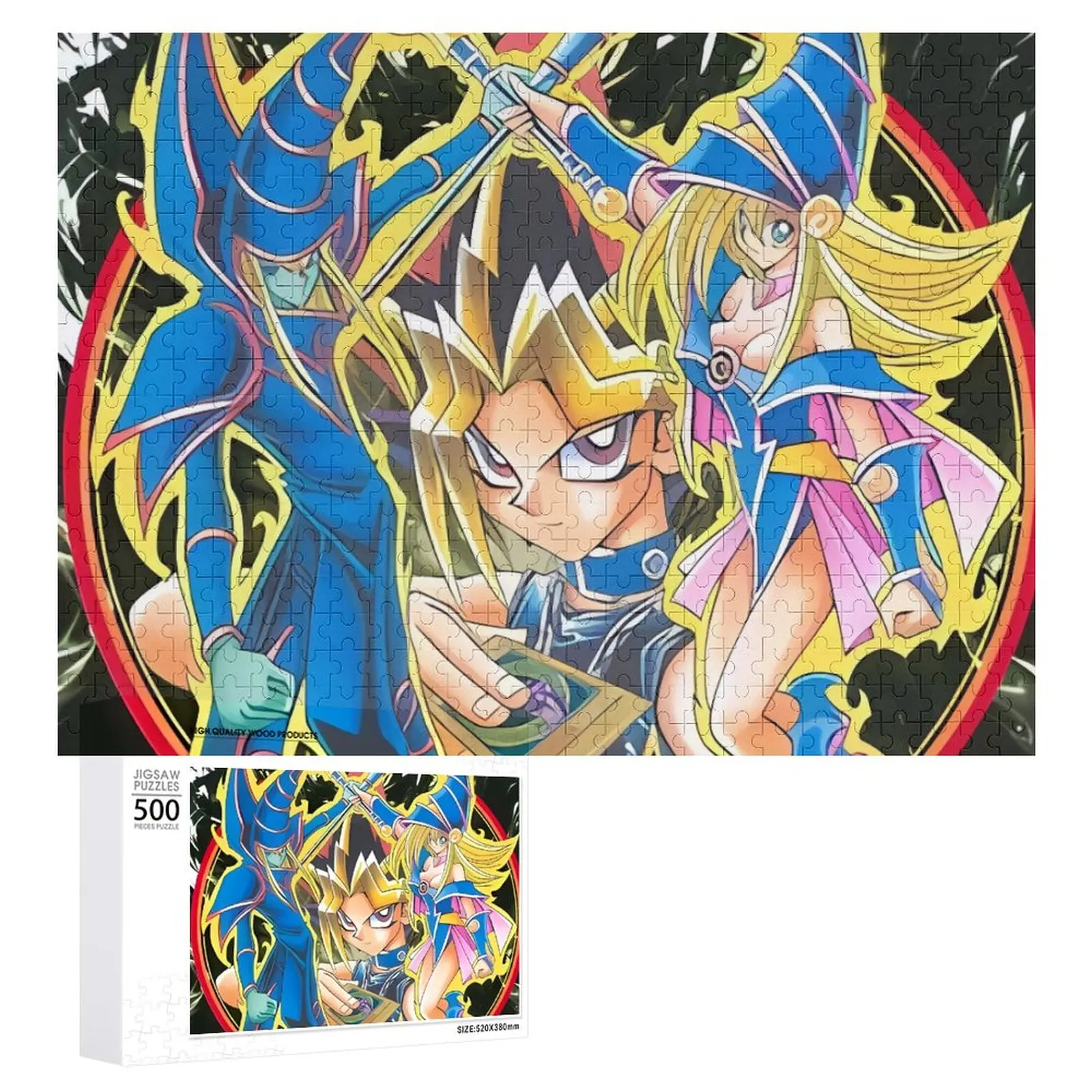 

Bandai мультфильм 300/500/1000 шт. Yu-Gi-Oh! Головоломка с персонажами мультоу йоги, детский подарок, игрушка-пазл
