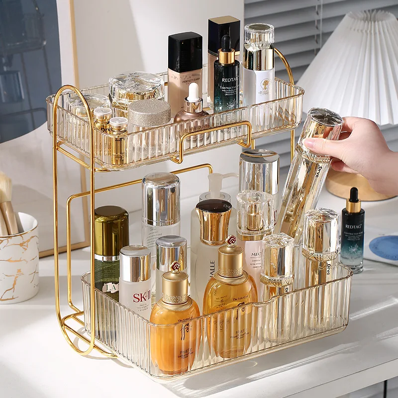 

Transparent Perfume Makeup Organizer for Cosmetics Luxury Bathroom Organizer Container Desktop Beauty Storage Case Storage Rack