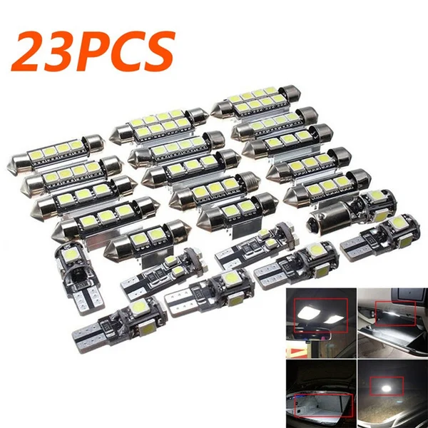 

23Pcs LED Car Inside Light Kit Dome Auto Trunk Mirror License Plate Lamp Bulbs