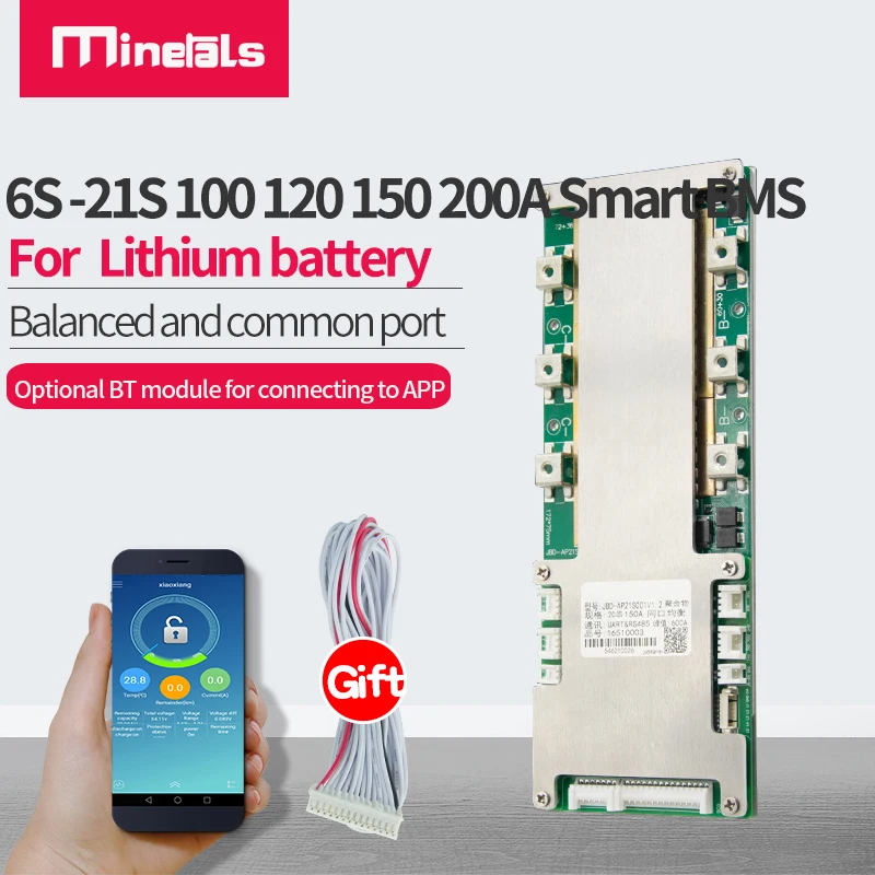 6S-21S SMART BMS 12 В 24 в 48 в Поддержка приложения по 100A 120A 150A 200A 8S 16S BMS LiFePo4 Lipo Li-Ion баланс RS485 UART PCM