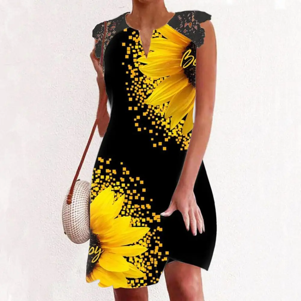 

Women Mini Dress Popular Good-looking Loose Red Rose Printed Summer Mini Dress Daily Clothes Mini Dress Short Summer Dress