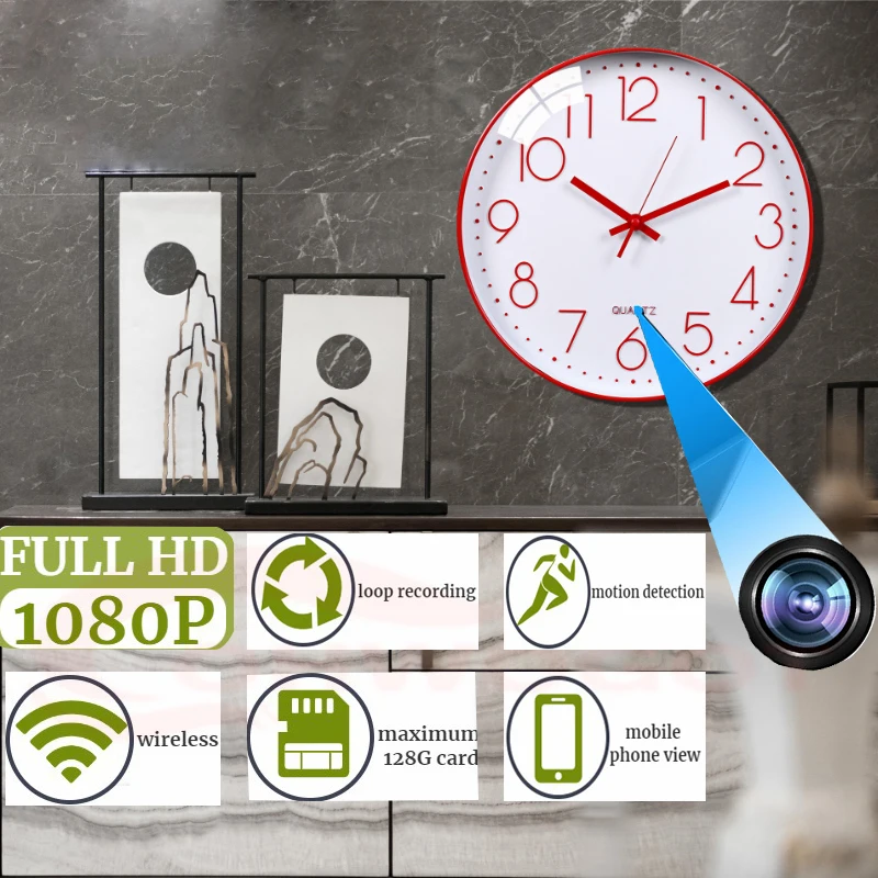 

mini wireless surveillance camera 1080P Wifi Smart Home Security Wall Clock IP secret Cam Motion Detection Remote Monitor Espiar