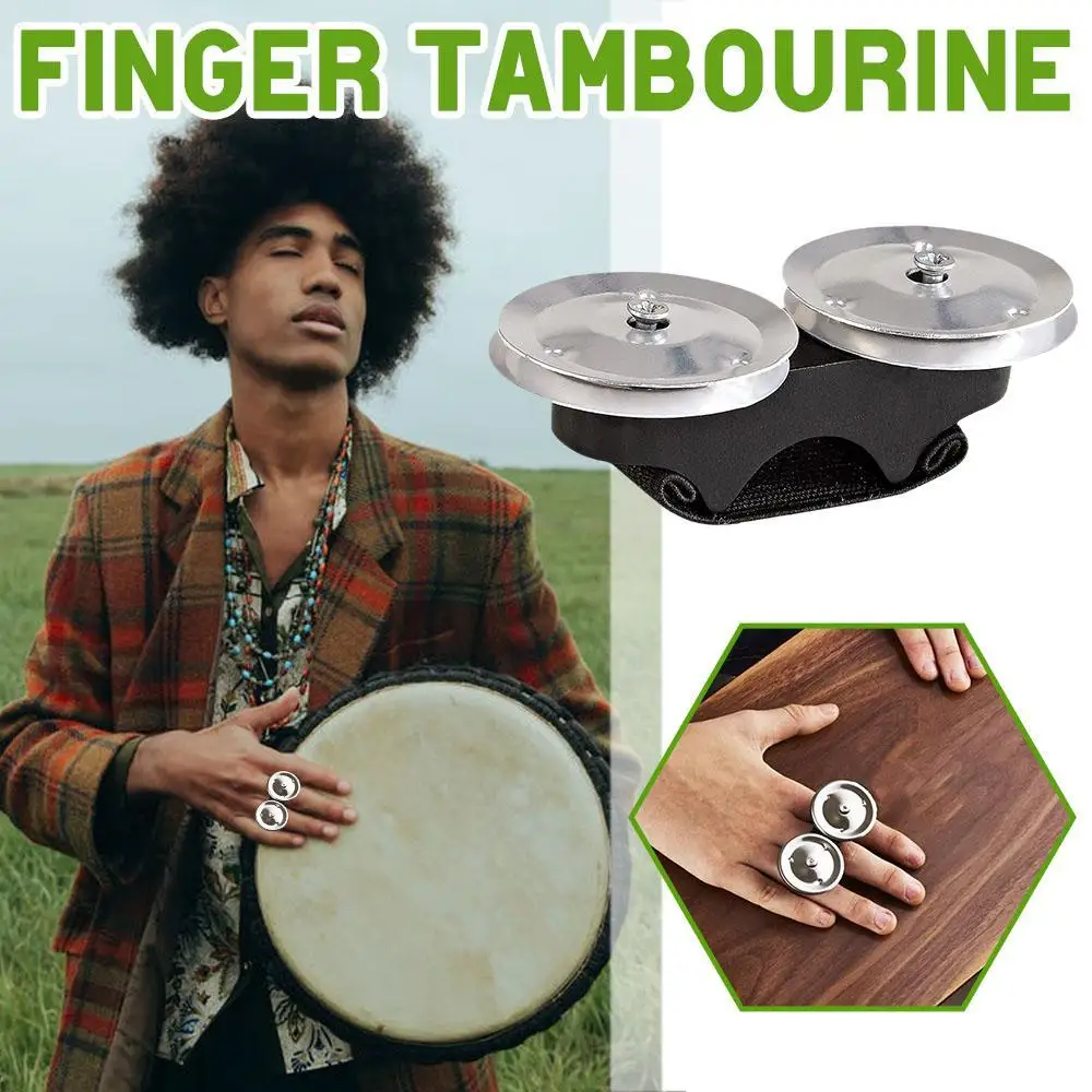 

Finger Tambourine Musical Instrument Hand Held Tambourine Metal Bell Jingles Rattle Ball Percussion For KTV Party Game Toy