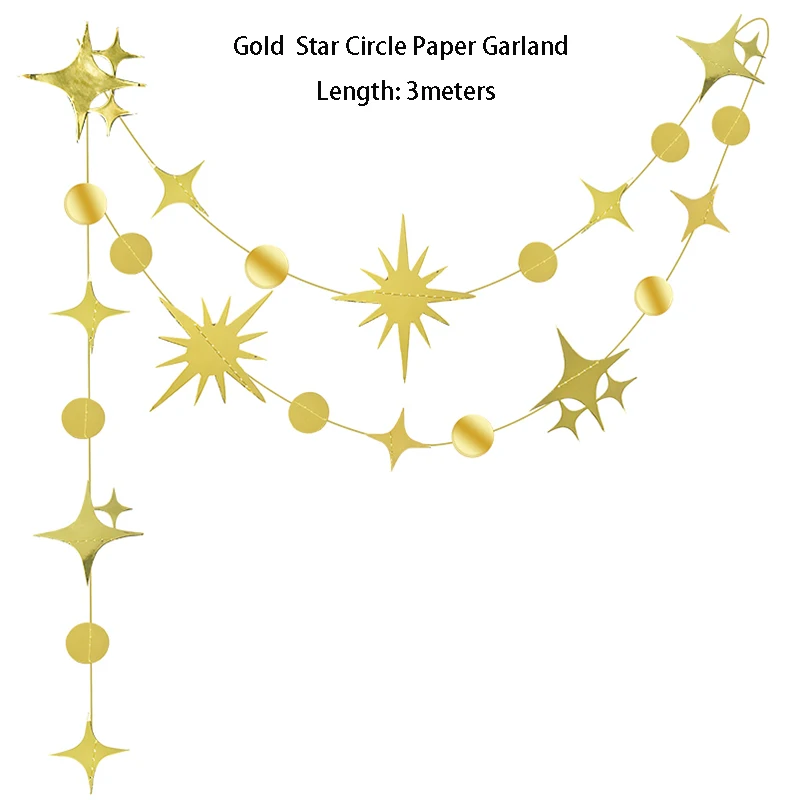 

Золотая Мерцающая звезда на день рождения украшения для баннеров маленькая бумажная гирлянда с четырьмя звездами пола раскрывает додекагон Звездные растяжки
