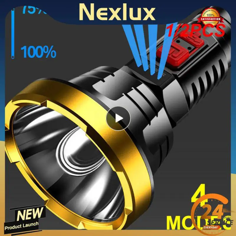 

1/2PCS Super Bright LED Flashlight Tactical Flash light Waterproof Buit-in battery Camping Light usb Rechargeable