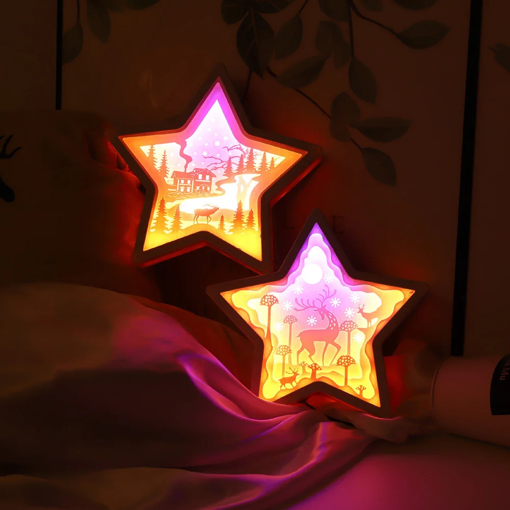 

Star Night Light Novelty 3D Paper Carving Art Paper-cut Atmosphere Lamp for Bedroom Bedside Lighting Decoration