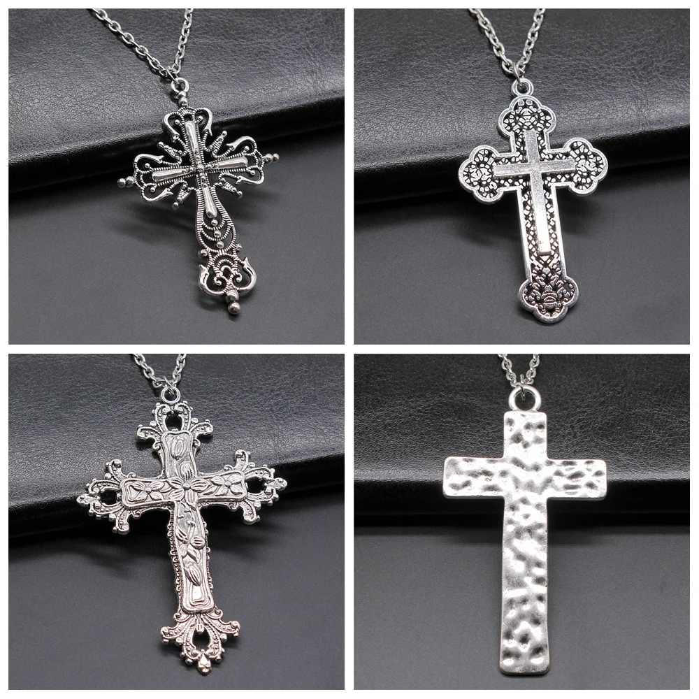 

Men Women Unisex Costume Jewellery Necklace Big Cross Necklace Long Chain Necklace Jewelry Christian Gift Punk Gothic Necklace