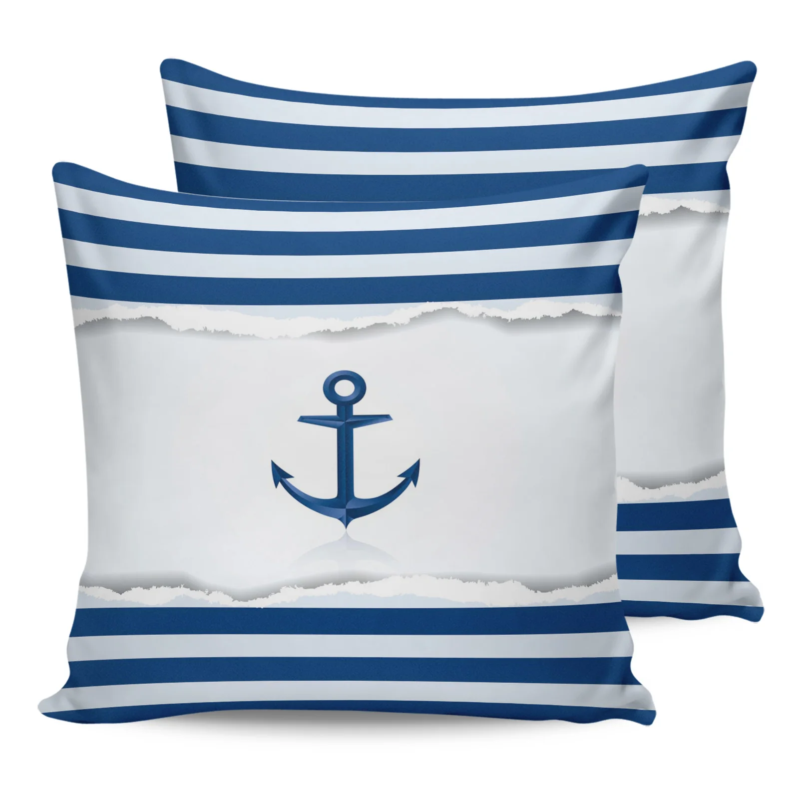 

Голубая и белая наволочка с анкерными линиями для гостиной, спальни, Модный чехол для дивана с принтом, украшение для дома и офиса