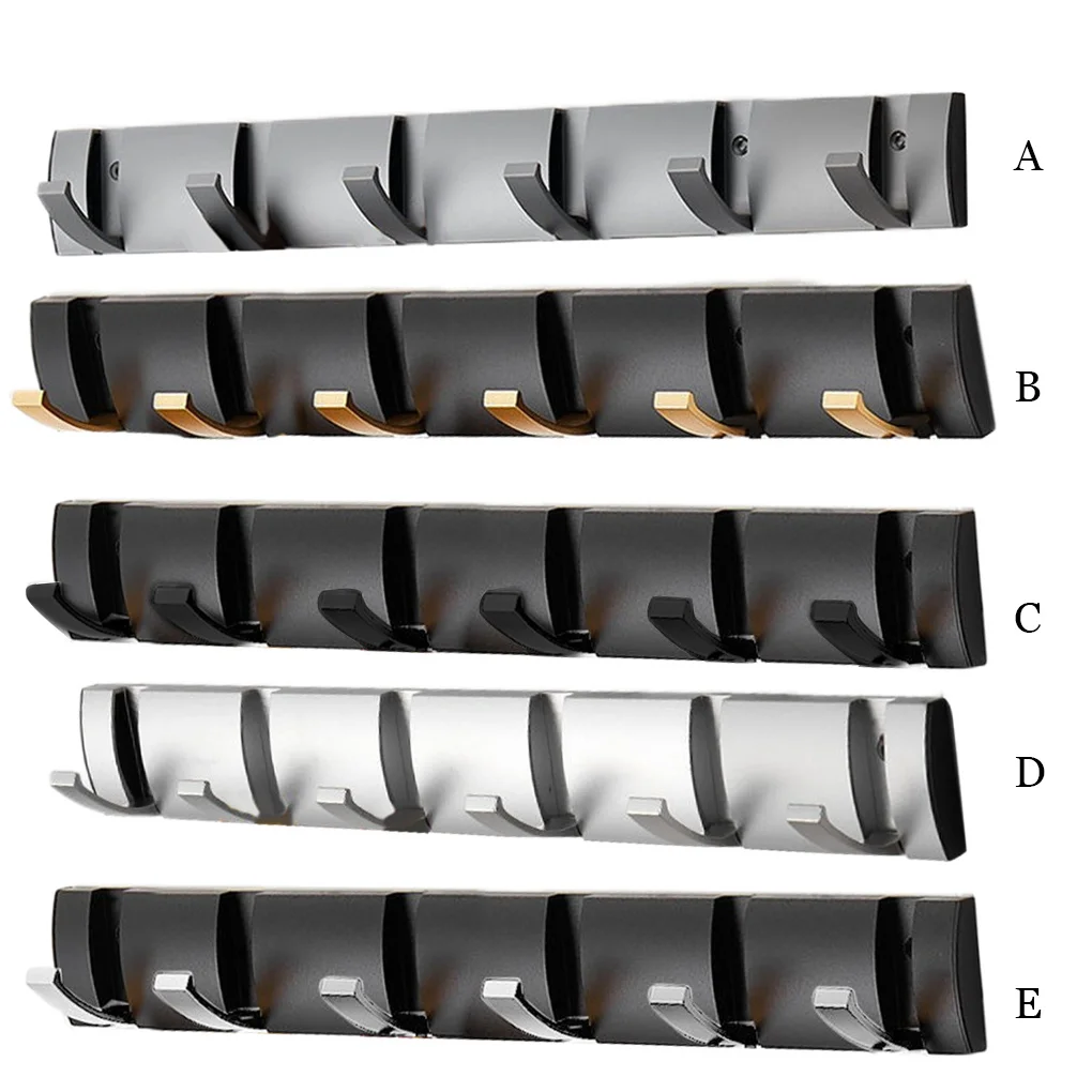 

Door Hanger Adjustable Foldable 6 Hooks Reusable Storage Hook Indoor Household Bedroom Clothes Bathrobe Holder